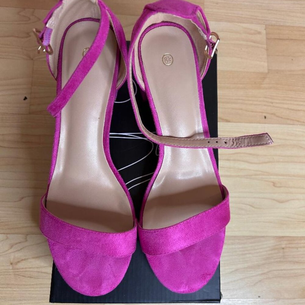 Fuchsia Chunky Heel Pumps Size 8.5 | Mysoft Women's Shoes